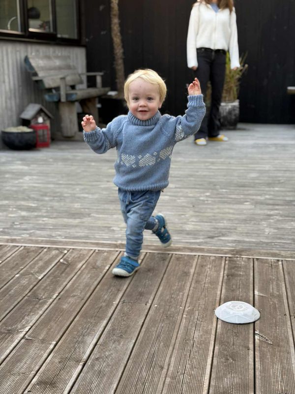 Julekorg-genser, blå variant (oppskrift)