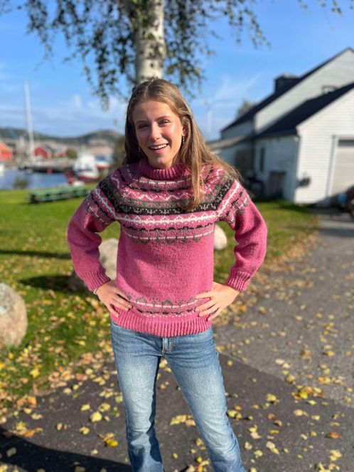 Hovedbilde Randholm-genser, rosa (strikkepakke)